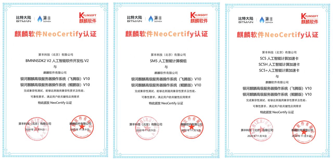 助力人工智能！麒麟软件与算丰完成兼容性互认证